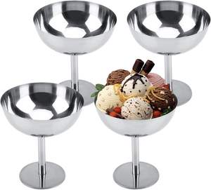 Stainless Steel Reusable Ice Cream & Dessert Bowl Salad Cup 200ml Capacity Silver Color Luxury Party Container - Product Image 1