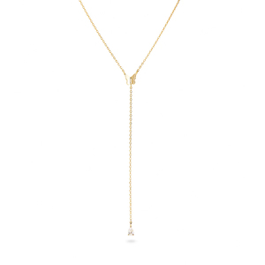 Collier en argent sterling S925 pour femme avec pendentif simple en forme de papillon et goutte d'eau sertie de diamants - Product Image 1