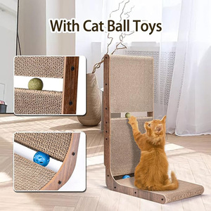 L 모양 고양이 벽 긁는 사람 판지 2 in 1 공 장난감으로 긁는 코너 포스트 - Product Image 4