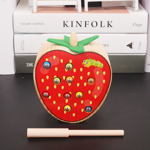 Fabricante venta directa de imán de juguete de madera de Apple de niños atrapar gusanos juego personalizado creativo de juguetes - Product Image 2