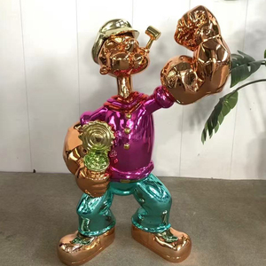 Escultura moderna de <span class=keywords><strong>personaje</strong></span> de película de acero inoxidable, estatua de Arte de Popeye y Oliver con técnica chapada en superficie de espejo, artesanías de Metal - Product Image 3