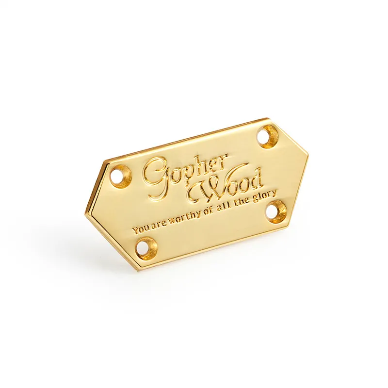 2023 Brand New OEM Custom Logo High Quality Handmade Fashion Design Golden Metal Label Private Label Brass For Handbag