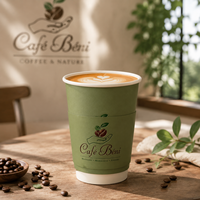 Gobelet en papier à double paroi de 16 oz avec manchon pour gobelet à café, logo personnalisé, gobelet en papier biodégradable de qualité supérieure pour boissons chaudes avec couvercle