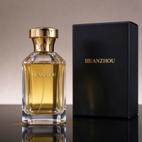 Flacon de parfum en verre de luxe 30ml 50ml 100ml, flacons de parfum uniques à vaporisateur à sertir avec boîte d'emballage et couvercle doré