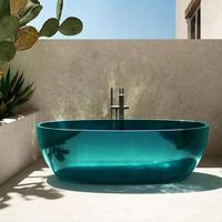 Mohom Home Baignoire ovale transparente de luxe Petit appartement pour salle de bain extérieure Chambre à coucher intérieure en résine artificielle trempage