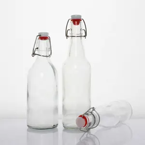 Botol air anggur bir bening Flip mudah tutup botol atas ayunan kaca dengan tutup kedap udara