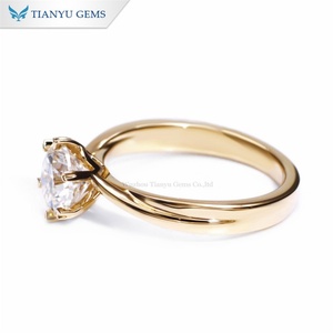 Tianyu Gems 6,5mm 1ct Corazones redondos y flechas Cortados 10K 14K 18K Anillos de compromiso de oro amarillo para mujeres - Product Image 2