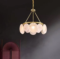 Luminaire de salle à manger et de chambre postmoderne, lampe suspendue en laiton et marbre, éclairage de plafond nordique, lustre pour salon