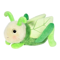 Accrocheur vert vif dessin animé criquet avec antennes perky couverture en tissu doux ailes réalistes yeux en plastique peluche sauterelle jouet