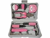 Kit d'outils multifonction rose épaissi pour petits travaux domestiques, ensemble d'outils à main pour la réparation et les projets de bricolage pour femmes