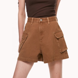 Shorts personalizzati in Denim marrone da donna Sexy con tintura alta a vita alta Vintage formale estate autunno traspirante in cotone 100% <span class=keywords><strong>Cargo</strong></span> - Product Image 3