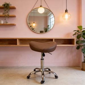 Modern Saddle <b>Stool</b> Rolling Chair for Salon Drafting Adjustable Hydraulic <b>Stool</b> <b>with</b> <b>Wheels</b> Stainless Steel 360 Degree - Product Image 4