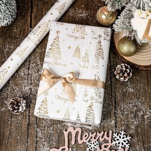 Wedding Christmas gold embossed Christmas tree gift wrapping paper <b>ribbon</b> back cut lines Multiple colors options Customizable - Product Image 1
