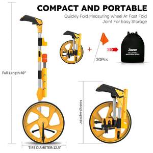 Roue de mesure de distance SDS SDS-J101, pieds et pouces, précision 0,1 m/pied, 20 pièces de marquage, support de drapeaux, conception pliable, ABS + aluminium - Product Image 3