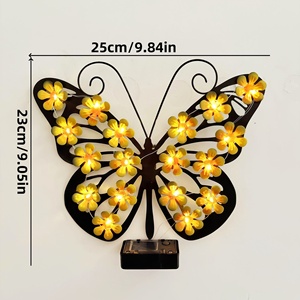 Nuova Lampada <span class=keywords><strong>Solare</strong></span> da Esterno <span class=keywords><strong>a</strong></span> <span class=keywords><strong>LED</strong></span> Nera in Metallo con Grado di Protezione IP65, <span class=keywords><strong>a</strong></span> Forma di Farfalla, <span class=keywords><strong>per</strong></span> Paesaggi e Cortili, Montaggio <span class=keywords><strong>a</strong></span> Parete - Product Image 5