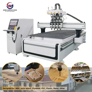 Perfeito Carpintaria Multi Cabeça Rotary Madeira Atc Funcional Cnc Router 4 Eixos Máquina 3D Para Carpintaria 1325