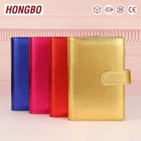 Hongbo meilleure vente 10 couleurs 6 bague en or A6 Luxe brillant en cuir métallisé budget classeur planificateur comme bureau Agenda cahier/Ringbook