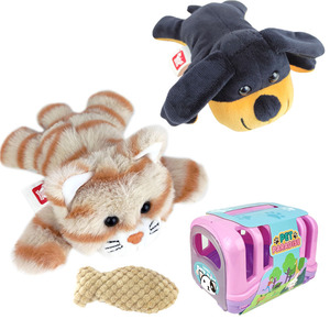 Ensemble de jouets et de transport <span class=keywords><strong>pour</strong></span> animaux de compagnie : Kit de voyage réaliste <span class=keywords><strong>pour</strong></span> chat et <span class=keywords><strong>chien</strong></span> avec <span class=keywords><strong>panier</strong></span> portable et accessoire poisson <span class=keywords><strong>pour</strong></span> jeu de rôle d'adoption d'animaux, vente en gros OEM - Product Image 1
