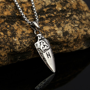 Collar con colgante de lanza vikinga de acero inoxidable yunnique, joyería de regalo para hombre, cadena de color acero - Product Image 1
