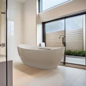 Baignoire autoportante ovale en acrylique sans joint pour petit appartement, avec robinet, pour séjour à domicile, <span class=keywords><strong>bain</strong></span> profond, <span class=keywords><strong>bain</strong></span> froid, <span class=keywords><strong>bain</strong></span> à remous - Product Image 1