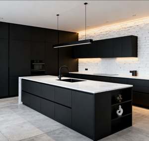 Juego de Muebles de Cocina Modernos con Iluminación LED, Diseño Personalizado con Puerta de Vidrio y Almacenamiento para Sala de Estar y Cocina - Product Image 3