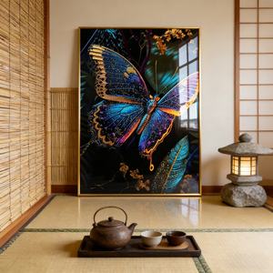 Decoración de Hogar de Lujo al por Mayor, Personalizable, Impresión HD de Mariposas, Arte Mural de Porcelana de Cristal, Murales LED - Product Image 3