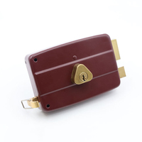 Serrures de porte à double verrouillage mécanique antivol en bois rouge 120mm 140mm, avec cylindre en laiton et clés