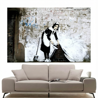 Impression sur toile de portrait de femme en graffiti, peinture à l'aquarelle encadrée, art mural, peinture à jet d'encre, décoration intérieure