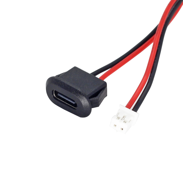 USB-C to PH 2.0 JST 2pin Open Wires Power Cable Charger Port Snap-in USB C Female Connector with ABS Housing Convenient Durable