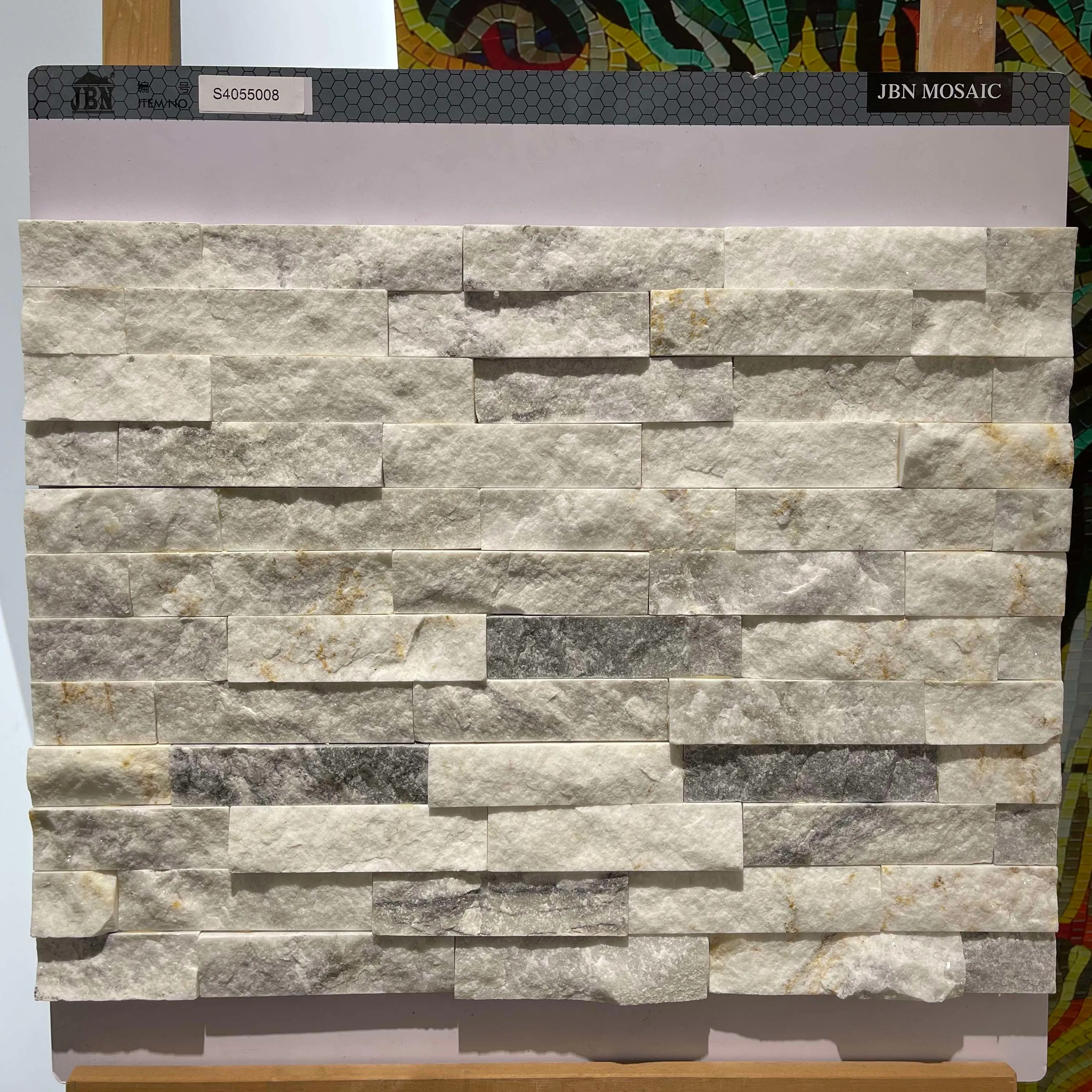 Mosaico naturale pietra 3D stile mattonelle di mattoni grigio chiaro decorazione della parete del pavimento pietra coltivata mosaico pietra naturale pisos porc mosaico