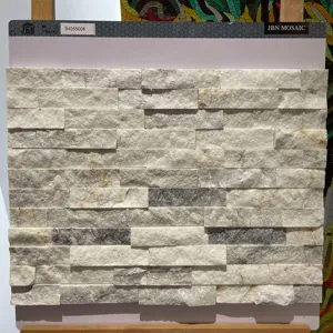 Batu Mosaik Alami 3D Gaya Ubin Bata Abu-abu Terang Dekorasi Dinding Lantai Berbudaya Batu Mosaik Batu Alam Pisos Porc Mosaik