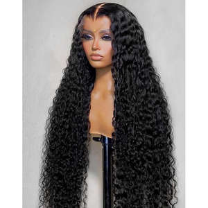 Raw Brazilian 250 densitas 40 inci HD gelombang dalam renda depan Wig 13x4 renda depan rambut manusia keriting lurus Jerry keriting gelombang alami - Product Image 3