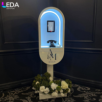 LEDA Ventes Flash : Cabine Téléphonique Audio Lumineuse LED Beige pour Livre d'Or – Idéale pour Décoration de Mariage et Événements