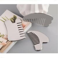 Mini peigne à cheveux sans fil en acier inoxydable Gua Sha Massager Meridian Scraping Board Scalp Body Face Neck Back Bag Produit de massage