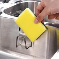 Support adhésif pour évier de cuisine - Organisateur en acier inoxydable pour éponges, tampons à récurer et outils, idéal pour comptoir, salle de bain, buanderie