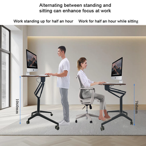 Table de conférence mobile pour ordinateur, réglable en hauteur avec mécanisme de levage à une touche, bureau pneumatique, roulettes verrouillables - Product Image 3