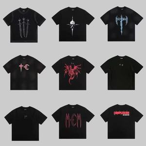 Men's Oversized Black Graphic T-<b>shirts</b> <b>Gothic</b> Streetwear Tees with Sword/Skull/Dragon Print Casual Y2K Dark Style Tops for Hip H - Product Image 1