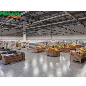 Étagères de supermarché à grain de bois, présentoirs de vente au détail, rayonnages gondole, comptoirs pour produits frais, aménagement de magasin - Product Image 2