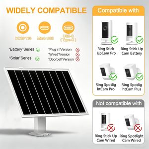 Paquete de 4 Paneles Solares IBC de Alta Eficiencia de 8W, 3 Puertos USB-C, Micro USB DC, IP65 Impermeable, Cable de 9.5 pies, Ajustable 360° - Product Image 4