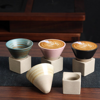 Tasse à thé en poterie japonaise artisanale 100 ml, tasse à café conique minimaliste, mug cadeau zen pour la préparation du thé et du café au foyer