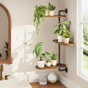 Wall Corner Planter <b>Shelf</b> 3-Tier Adjustable Wall Mounted Storage <b>Rack</b> For Living Room Balcony - Product Image 3