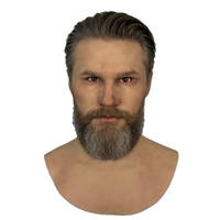 Masque en silicone réaliste, masque de célébrité, masque intégral avec cheveux et barbe implantés, vieil homme pour Halloween, Pâques, respirant et réutilisable