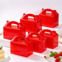 Boîte en carton rouge pour bonbons de mariage, chocolats, festivals, cadeaux de naissance, pâtisseries, emballage réutilisable et portable en carton
