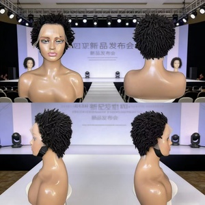Perruque abordable 13x4 Lace Front <span class=keywords><strong>coupe</strong></span> Pixie, <span class=keywords><strong>cheveux</strong></span> humains brésiliens naturels bouclés Pixie, densité 180%, pré-épilée pour femmes noires - Product Image 2