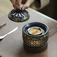 Brûleur d'encens électronique en émail pour aromathérapie, veilleuse artisanale à huiles essentielles avec minuterie et contrôle de température, usage religieux
