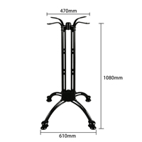 Base de table en aluminium moulé en forme de fer à cheval avec pieds réglables en gel souple pour table haute de bar