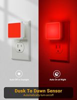 LOHAS Square RED Dusk to Dawn Sensor Red Nightlights Mini Led Night Light Lamp Wall Plug Red Night Light for Kids Baby Bedroom