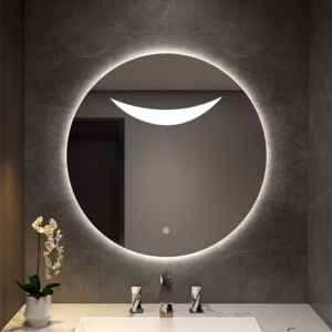 Miroir de salle de bain intelligent LED circulaire Bluetooth anti-buée personnalisé pour salon, hôtel, appartement - Product Image 2