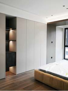 Armoire de bureau populaire conçue sur mesure Vestiaire Ensemble de meubles de chambre à coucher en bois à grand espace Armoire de rangement en aluminium et bois massif - Product Image 3