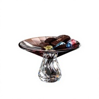 Plateau à fruits en cristal de quartz transparent de luxe pour mariage, style moderne minimaliste, plateau à pâtisserie pour table de dessert, base haute pour présentation